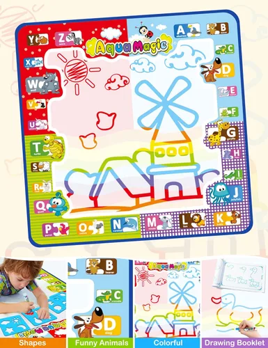 Miniatura 3 de Jasonwell Tapete para dibujar agua acuática de 31 x 31 pulgadas, tapete grande de dibujo mágico para colorear, juguetes educativos, regalos