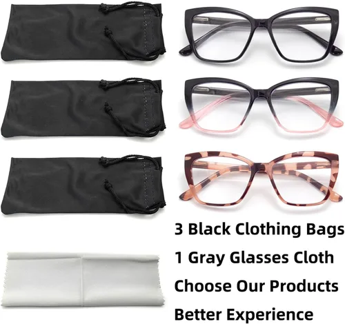 Miniatura 2 de Paquete de 3 lentes de lectura para mujeres, estilo Oprah, con montura de resorte, lentes de bloqueo de luz azul