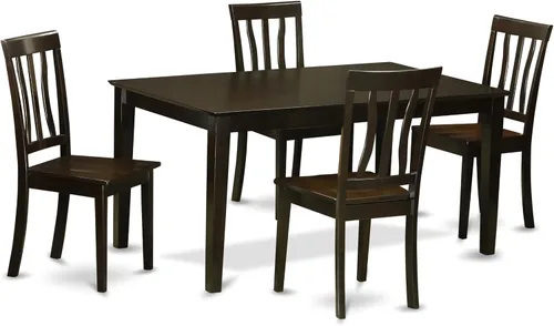 Miniatura 16 de East West Furniture CAAN5-OAK-W - Juego de mesa de comedor moderno de 5 piezas, incluye una mesa rectangular de madera y 4 sillas de comedor, 36 x