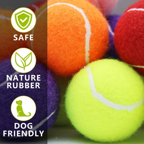 Miniatura 3 de Magicorange Paquete de 6 pelotas de tenis pequeñas, pelota de tenis chirriante de 2 pulgadas para perros, coloridas pelotas chirriantes fáciles