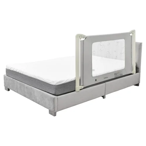 Miniatura 11 de BABY JOY Rieles de cama para niños pequeños, 70 pulgadas extra largas, protección de riel para niños de altura ajustable con doble bloqueo de Gris