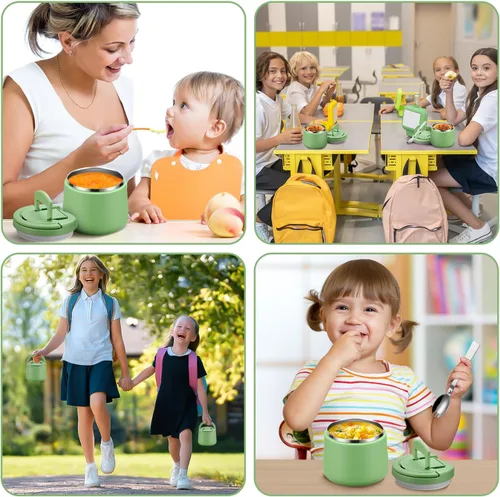 Miniatura 6 de Itslife Termo de sopa aislado al vacío de 14 onzas para comida caliente, recipiente de almuerzo para niños con tapa de hebilla a prueba de fugas