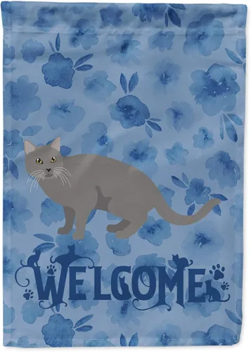 Miniatura 212 de Caroline's Treasures CK4813CHF - Bandera de bienvenida con gato abisinio azul, manga grande, para porche, para colgar en la pared, poliéster