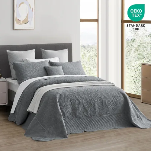 Miniatura 2 de HZ & HY Colcha extragrande King de 128 x 120 pulgadas, extra ancha, juego de ropa de cama ultrasónica, edredón ligero y delgado, reversible, 5 3