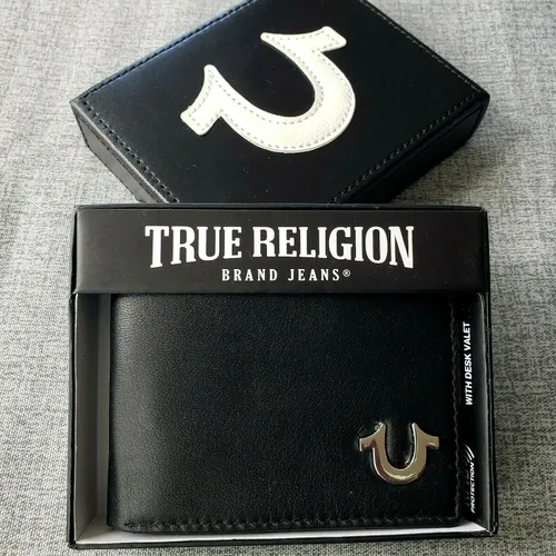 Miniatura 8 de True Religion Billetera de cuero plegable, Negro