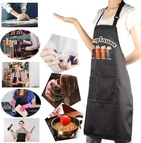 Miniatura 6 de MBMSO Beergetarian Delantal artesanal de cerveza regalos para amantes de la cerveza, delantal de cocina de cerveza con bolsillos, delantal