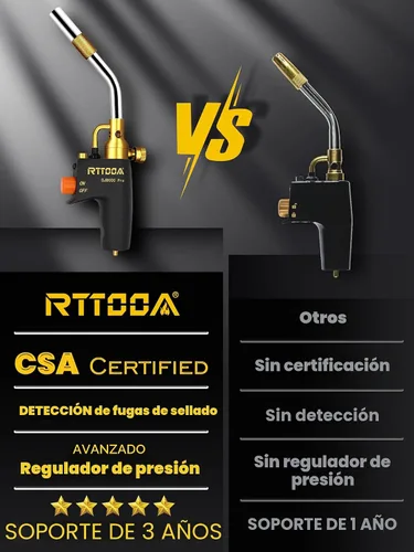 Miniatura 5 de RTTOOA Cabeza de Antorcha de Propano, GJ-8000pro Cabeza de Antorcha de Alta Intensidad, Kit de Antorcha de Gas de Arranque por Gatillo para Propano
