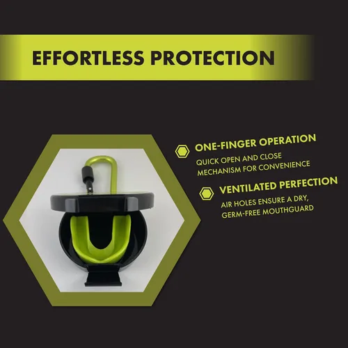 Miniatura 4 de Damage Control Funda protectora bucal con clip de mosquetón, carcasa ventilada resistente, fácil de abrir, almacenamiento acoplable para protectores
