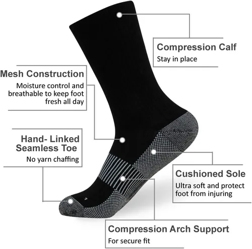 Miniatura 4 de Calcetines de senderismo de cobre, unisex, con suela acolchada, soporte de arco, atlético, para correr, calcetines de compresión