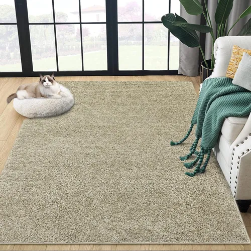 Miniatura 6 de Fashionwu Alfombra grande esponjosa de 5 x 8 pies, alfombra de felpa para sala de estar, guardería, antideslizante, alfombra mullida para decoración