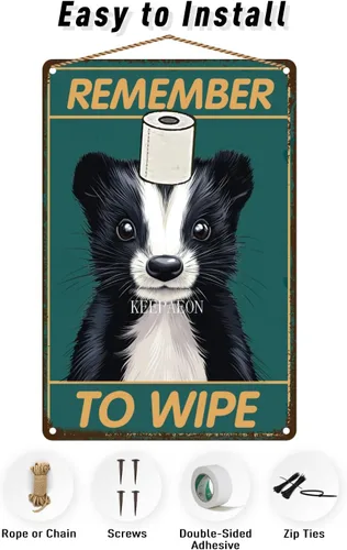 Miniatura 5 de Skunk Bathroom Wall Decor Signs Metal Aluminum Sign Remember to Wipe Bathroom Decor Weird Stuff 12x8 Inches Decor Funny Poster Funny Bathroom 8294