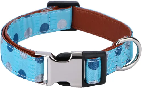 Miniatura 4 de Collar con pajarita para perro, lunares azules, mediano A2_Puntos azul cielo