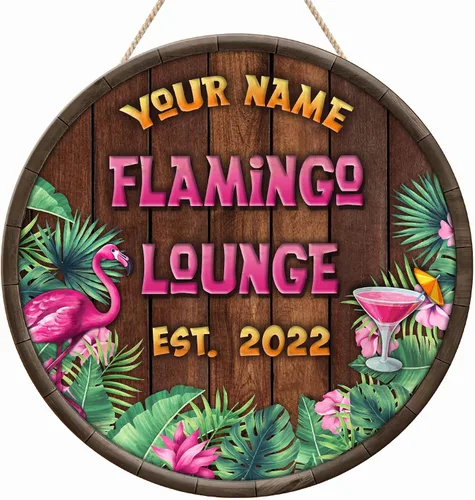 Miniatura 16 de Artsy Woodsy Letrero de madera de flamenco personalizado (no tallado ni neón), decoración de verano, decoración de playa tropical náutica costera 01