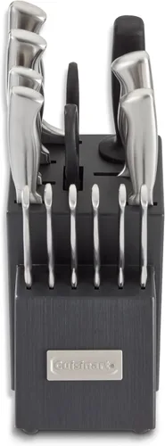 Cuisinart Juego de cuchillos de bloque profesional, juego de cuchillos de 15 piezas con cuchillas de acero para un corte preciso, ligero, acero Gris