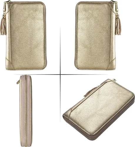 Miniatura 6 de Easyoulife - Monedero de cuero con cremallera, billetera portatarjetas para mujer, bloqueo RFID