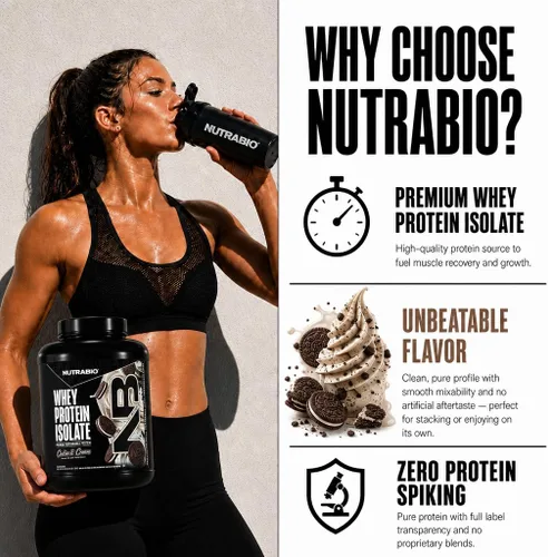 Miniatura 5 de NutraBio - 100% Aislado de proteína de suero de leche en polvo, 25 g de proteína con perfil completo de aminoácidos, sin soja ni gluten, proteína