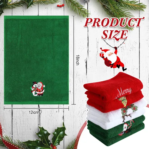 Miniatura 2 de Ganeen 6 toallas de mano navideñas para baño, 12 x 18 pulgadas, juego de toallas de cocina de muñeco de nieve azul, juego de toallas decorativas