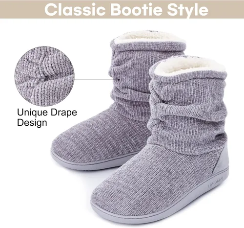 Miniatura 5 de Botas para estar por casa LongBay para mujer, de tejido de felpilla, bonitas botas de casa con espuma viscoelástica y forro polar