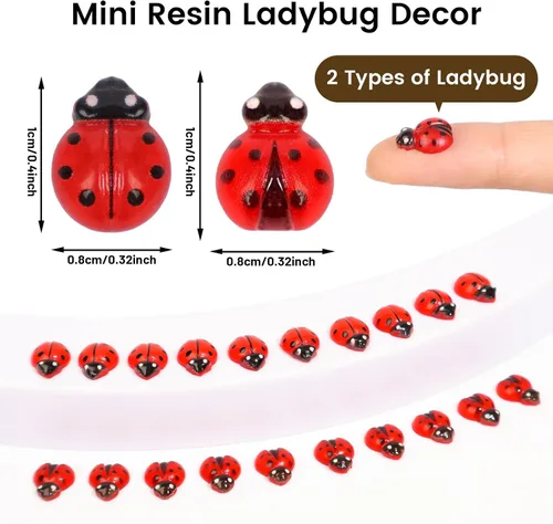 Miniatura 2 de 200 piezas de mini mariquita de resina decorativa, mini mariquita para manualidades, miniaturas de casa de muñecas, mini cosas de resina, animales