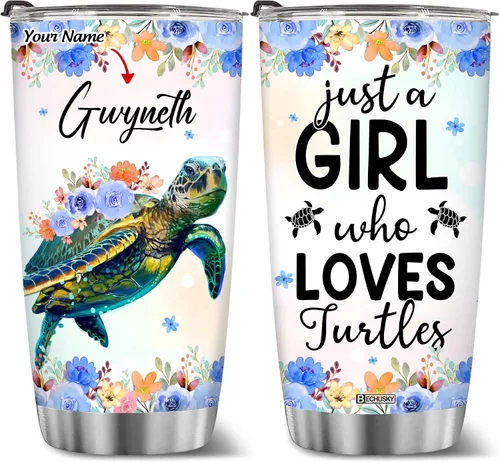 Miniatura 10 de BECHUSKY Vaso de acero inoxidable personalizado con aislamiento al vacío de flores de jirafa con tapa Just A Girl Who Loves Giraffes, taza de café
