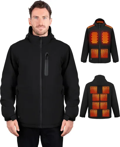 ALI SEA Chaqueta térmica para hombre, chaqueta térmica eléctrica para hombre, abrigo térmico con 3 modos y 15 zonas de calor
