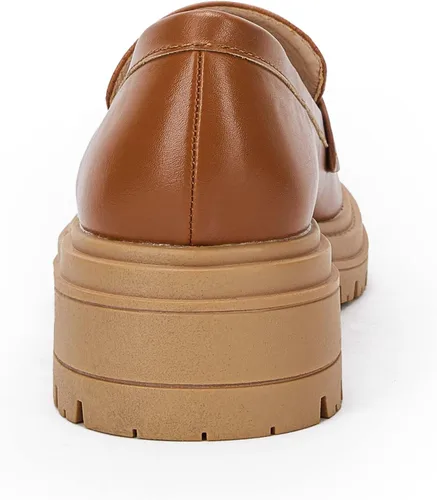 Miniatura 7 de Mocasines de plataforma para mujer, cómodos, de tacón grueso, sin cordones, punta redonda, para negocios, trabajo