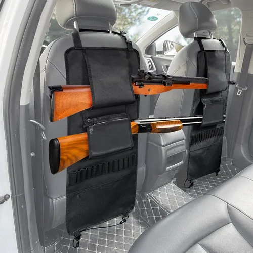 MYDAYS Paquete de 2 Portaarmas para Respaldo de Asiento, Organizador de Asiento Delantero de Camuflaje con Bolsillo para Balas, Soporte Vehicular