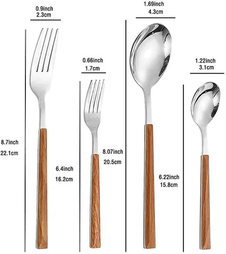 Miniatura 2 de Juego de vajilla de acero inoxidable de 16 piezas, cubiertos, tenedor, cuchara para 4, juego de utensilios de cocina, juego de cubiertos