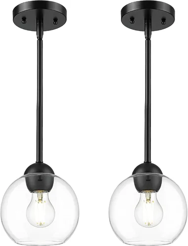 Miniatura 15 de Emak Luces colgantes modernas de globo de 7 pulgadas, lámparas colgantes industriales doradas, luces colgantes de 1 luz con pantalla de vidrio Oro