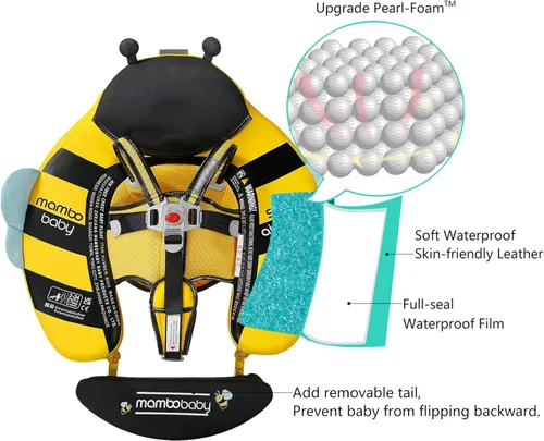 Miniatura 4 de Mambobaby Flotador de natación para bebé con dosel sólido piscina entrenador de natación para bebés, entrenamiento de natación, flotadores de agua