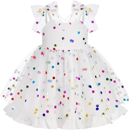IMEKIS Toddler Kids Girl St Patricks Day Dress Shiny Shamrock Confetti Tutu Birthday Party Photo Shoot Outfit 1-6T