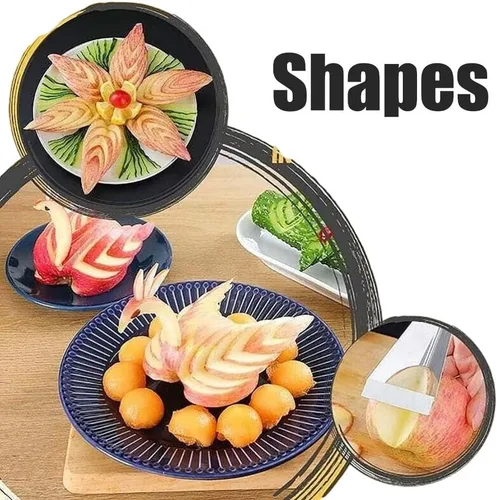 Miniatura 5 de MIXCUT Cuchillo para tallar frutas, decoración de platos de bricolaje, herramientas de tallado de forma triangular de acero inoxidable, cuchillo