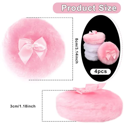 Miniatura 2 de 4 polvos esponjosos grandes, soplos de polvo blanco, soplos de polvo para polvo facial, soplo de polvo corporal ultra suave, soplo de polvo corporal