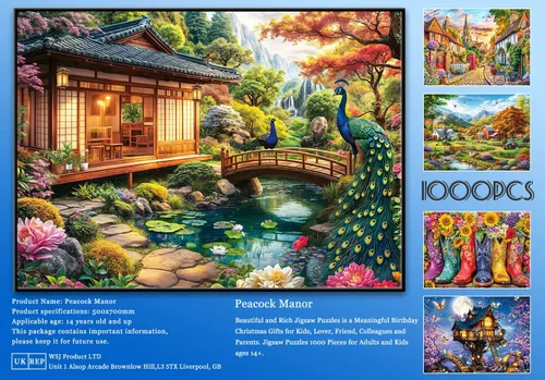 Miniatura 5 de Rompecabezas de 1000 piezas para adultos, retiro tradicional japonés, rompecabezas para adultos y niños, juegos educativos de 1000 piezas, Jardín