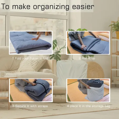 Miniatura 8 de FindPanda Colchón japonés de suelo futón con funda (gris, matrimonial 80 pulgadas de largo x 54 pulgadas de ancho x 2.5 pulgadas de alto)