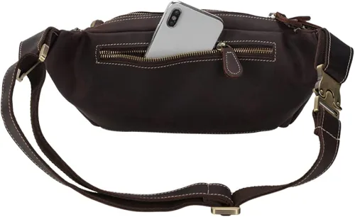 Miniatura 3 de TIDING Men's Leather Waist Bag Large Capacity Vintage Fanny Pack Organizer