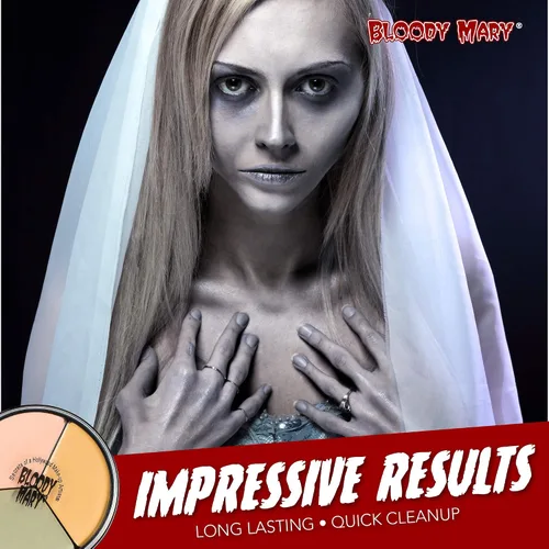 Miniatura 4 de Bloody Mary Crema de maquillaje Tri Color Wheel Monster – Death Pale, Flesh and Vampire Gray para teatro, disfraz o Halloween, zombi y monstruo