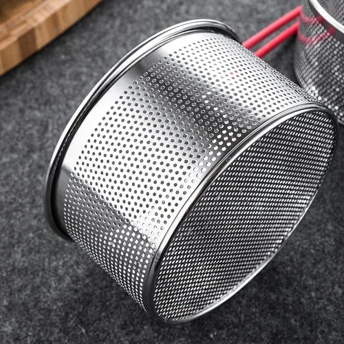 Miniatura 5 de Cesta de acero inoxidable para freír profunda con mango largo, cesta de filtro de alimentos fritos, colador de pasta para restaurante casero