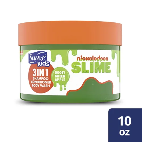 Miniatura 2 de Suave Champú para niños, acondicionador, gel de baño 3 en 1 para facilitar la limpieza de manzana verde pegajosa, sin desgarros, 10 onzas