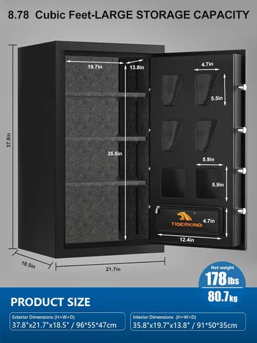 Miniatura 4 de TIGERKING 8.78 pies cúbicos ignífugo e impermeable, seguro para el hogar, acero resistente, protección contra incendios de 40 minutos y 1200 °F