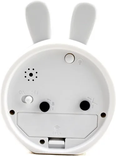 Miniatura 4 de Reloj despertador de silicona silencioso sin tictac para niños, con diseño de animal, para viajes, con luz nocturna (A- conejo blanco)