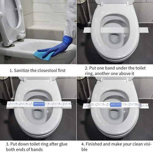 Miniatura 4 de ESSENTIAL 1000 bandas impresas para asiento de inodoro de 16-1/2 pulgadas de largo x 1-1/2 pulgadas de ancho, tiras de papel para asiento de inodoro