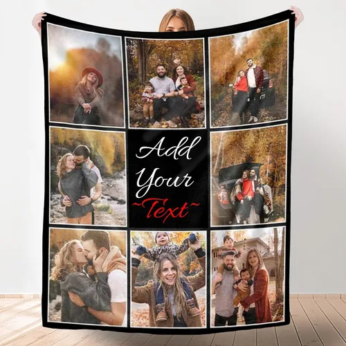 Miniatura 17 de Artsadd Mantas personalizadas con texto fotográfico, mantas de collage personalizadas con mis propias imágenes, fabricadas en Estados Unidos