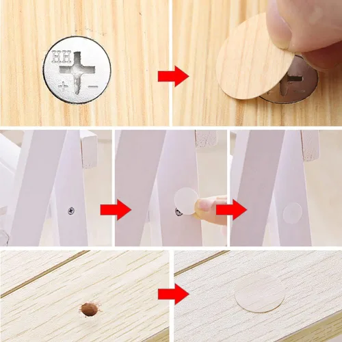 Miniatura 3 de 540 piezas autoadhesivas de PVC tapas de agujero de tornillo, calcomanías de grano de madera, calcomanías de sellado de tornillos, cubiertas
