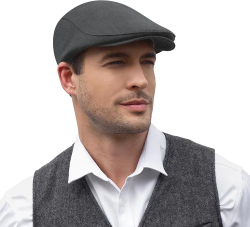 Miniatura 9 de KUJUHA Gorra Newsboy para Hombre de Algodón Plana Ivy Gatsby Sombrero Newsboy Sombrero de Conducción Sombrero Cabbie Irlandés Gorras de Caza