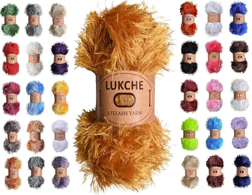 Miniatura 41 de Hilo de Pelo de Pestañas de Diversión de Lana de Felpa Premium 100% Poliéster 164 Yardas (150 Mt), 3.53 Oz (100 Gr) Hilo de Crochet Colorido DIY