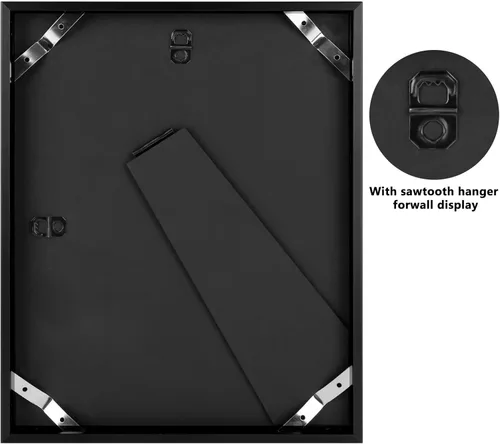 Miniatura 5 de Frametory, Portarretratos de metal de 8 x 10 pulgadas con paspartú para fotos de 5 x 7 pulgadas y vidrio real, colección de marcos de fotos de Negro
