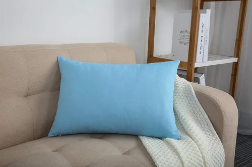 Miniatura 5 de TangDepot - Funda de almohada hecha a mano 100% lona de algodón, Algodón, Azul (Sky Blue)
