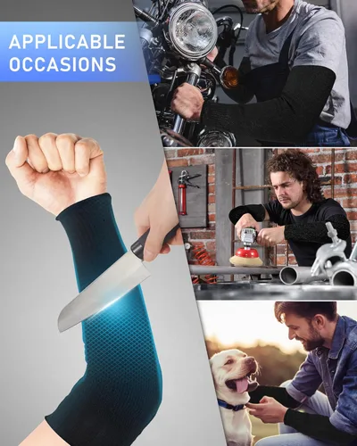 Miniatura 2 de Neer 3 pares de mangas de brazo resistentes a los cortes, protectores de brazo de nivel 5 para soldadura, jardinería, cocina, piel fina, moretones