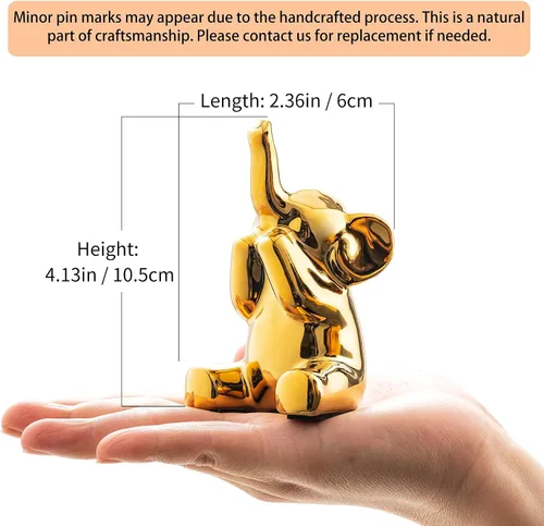 Miniatura 3 de SURE YUESI Pareja amorosa de pequeñas estatuas de elefantes dorados, decoración del hogar de estilo moderno boho, figuritas decorativas para sala
